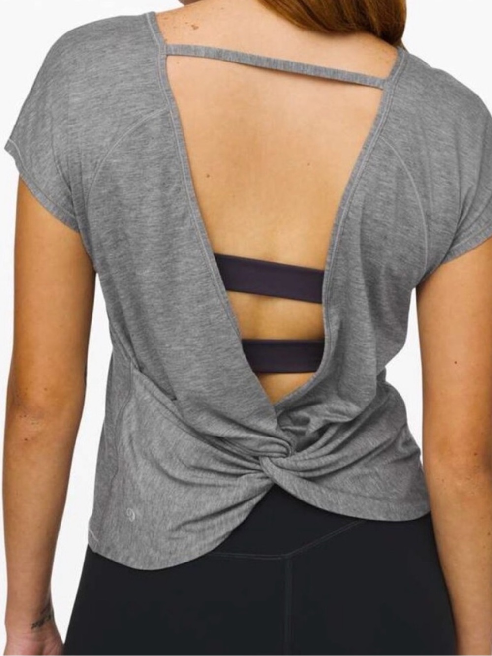 Open-Back Twist Grey Women's Top Lululemon active wear yoga medium ?